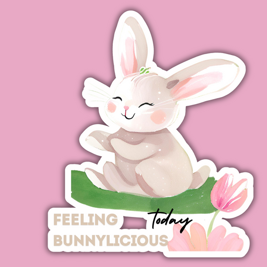 "Feeling Bunnylicious today" bunny sticker