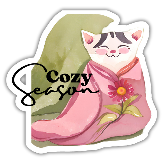 "Cozy season" winter Cat sticker